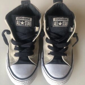 Converse All Star Kids Shoes - Black and tan.slip on